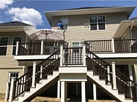 <b>TimberTech Legacy Pecan Decking with Trex Vintage Lantern Composite Railing with White Trex Composite Posts</b>